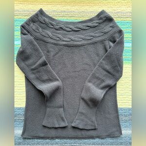 Loro Piana Charcoal Off-the-Shoulder Sweater